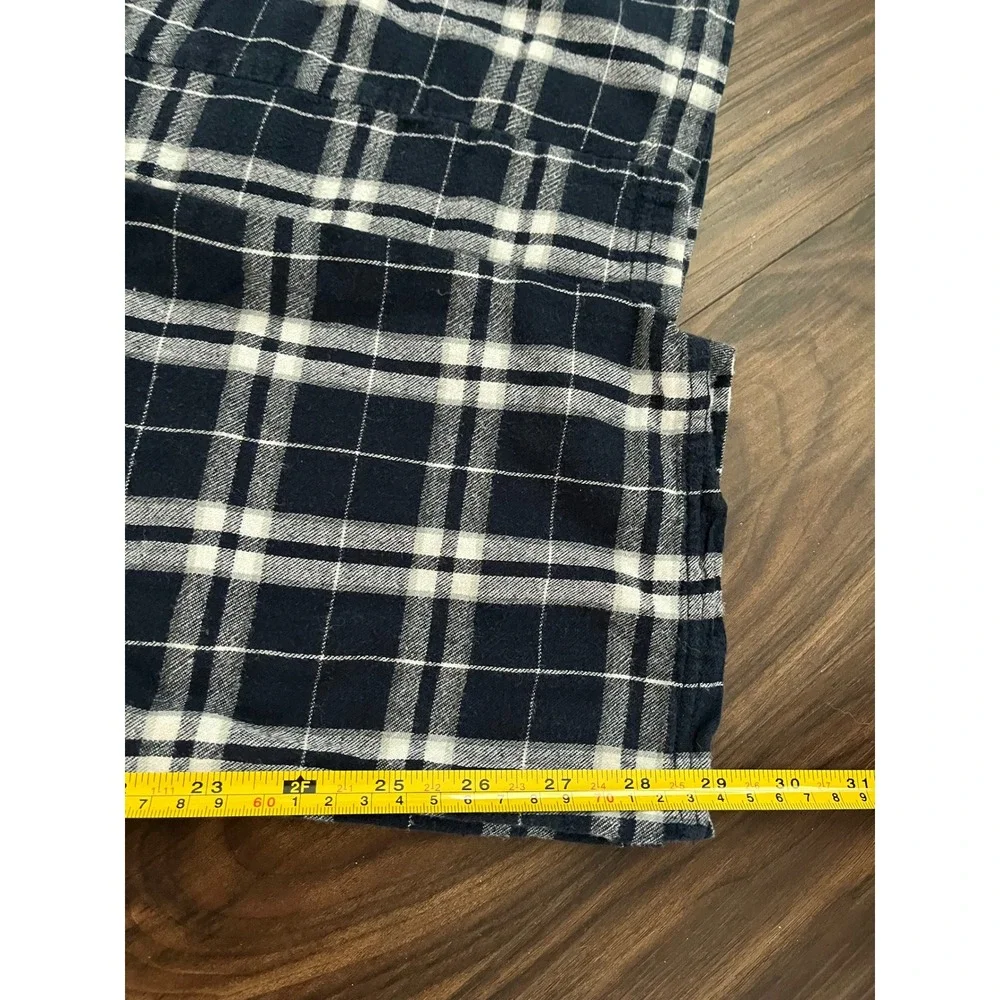 Tyler Hill Camp Pajama‎ Pants Navy White Plaid Flannel Lounge Bottoms 2 Pairs